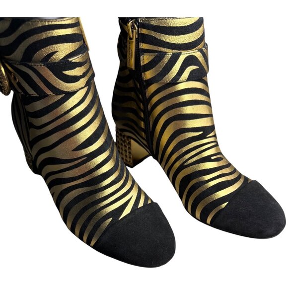 Kurt Geiger London Mayfair Zebra Crystal Heel Ankle Boots Size 37 US 7 New - Picture 15 of 16